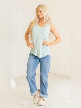 Zenana Outfitters Sage Green V-Neck Tank Top